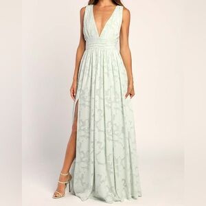 NWT Lulu's Sweet Sophistication Sage Green Burnout Maxi Dress XL